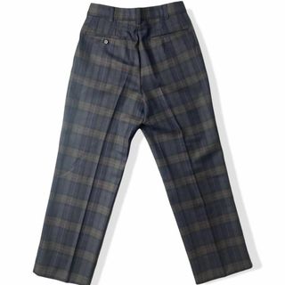 Full Mac タックワイドパンツ チェック柄 ネイビー ウエスト73 古着