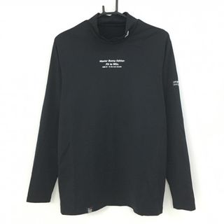 【美品】マスターバニー 長袖ハイネックシャツ 黒×白 ネックロゴ刺しゅう メンズ 5(L) ゴルフウェア MASTER BUNNY EDITION
