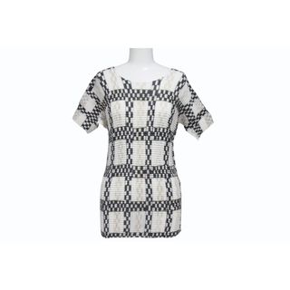 極美品 ISSEY MIYAKE ME イッセイミヤケ スリーブ カットソー IM71FJ945 ブラック ホワイト マルチカラー 中古 4b004465(カットソー(長袖/七分))
