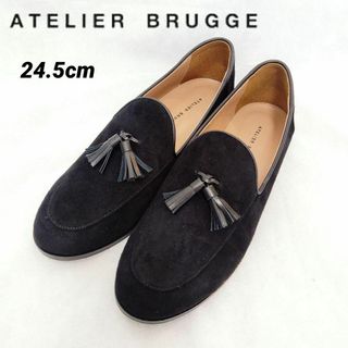 新品✨️ATELIER BRUGGE タッセル ローファー スウェード 黒 (ローファー/革靴)
