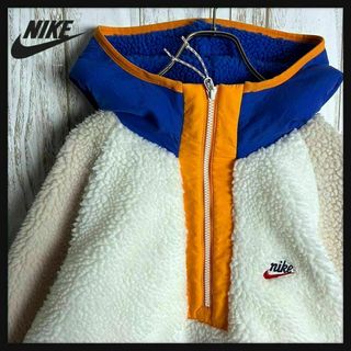 ナイキ(NIKE)の【人気XLサイズ】ナイキ☆レトロ刺繍ロゴ入りハーフジップボアフリースジャケット(その他)