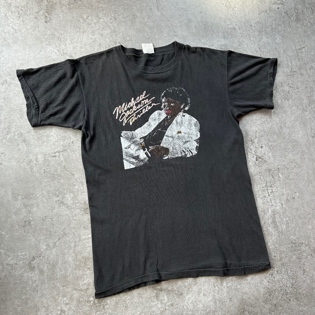 VINTAGE(ヴィンテージ)の80s90s マイケルジャクソン tシャツ パキスタン製 スリラー ブラック L メンズのトップス(Tシャツ/カットソー(半袖/袖なし))の商品写真