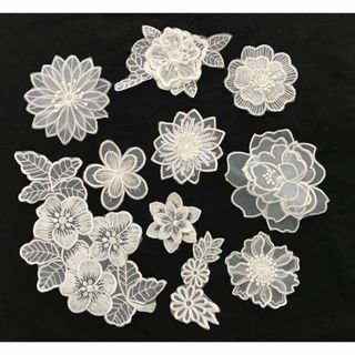 【色:ホワイト,ホワイト10枚セット②】Sweetimes レース生地 刺繍花 
