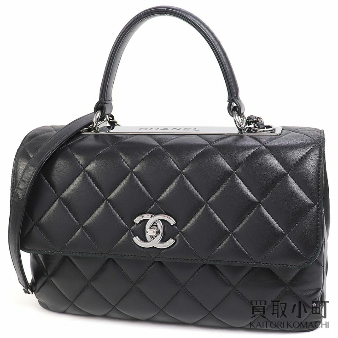 CHANEL(シャネル)のシャネル 【CHANEL】トレンディCCトップハンドル ラムスキン ブラック 2WAY チェーンショルダー ハンドバッグ ココマーク ツイストロック レザー #23 A69923 TRENDY CC TOP HANDLE FLAP BAG【Bランク】【中古】 レディースのバッグ(ハンドバッグ)の商品写真