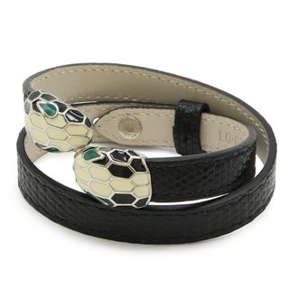 ブルガリ(BVLGARI)のBVLGARI ブルガリ セルペンティ フォーエバー ブレスレット バングル スネーク 蛇 リザード レザー メタル ブラック アイボリー グリーン(ブレスレット/バングル)
