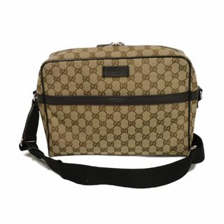 グッチ(GUCCI)のGUCCI グッチ GGキャンバス メッセンジャーバッグ ダブルG カーフ ブラウン クロスボディ ロゴ エンボス ベージュ ショルダーバッグ 449173 KY9KN 9886(ショルダーバッグ)