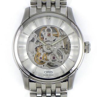 オリス(ORIS)のオリス ORIS 腕時計 アートリエ スケルトン 01 734 7670 4051-07 8 21 77 裏スケ 夜光針 グレー ギョーシェ スケルトン文字盤 SS 自動巻き 【箱・保付き】 【中古】(腕時計(アナログ))