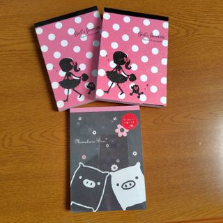 モノクロブー＆女の子のシルエットメモ帳　A6サイズ　3冊