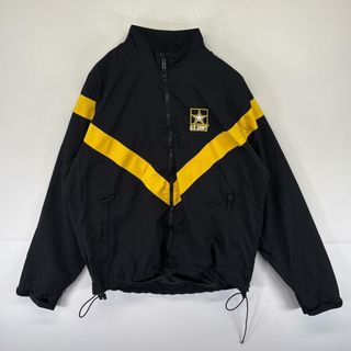 古着 ミリタリージャケット ナイロン トレーニングジャケット 米軍実物 ARMY 刺繍 フルジップ  ブラック メンズ(その他)