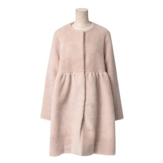 ■美品■2023AW■yori ヨリ もふボアコート コート サイズ38 ノーカラー ペプラム フレア ミディ ブランド古着【中古】20250724/RA5603