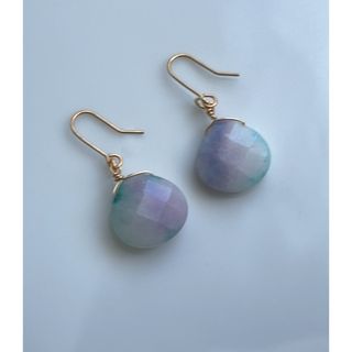 T 14天然石　キャンディ　ジェイド　大粒　マロン　ピアス(ピアス)