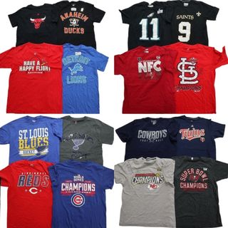 古着卸 まとめ売り プロチーム 半袖Tシャツ 16枚セット (メンズ S /M ) NFL MLB NHL NBA ブルズ カウボーイズ 中古 古着 NB3767(その他)