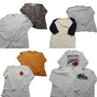 古着卸 まとめ売り オールド 長袖Tシャツ 9枚セット (メンズ L /XL ) タートルネック ヘンリーネック チームロゴ 中古 古着 NB3920(Tシャツ/カットソー(七分/長袖))