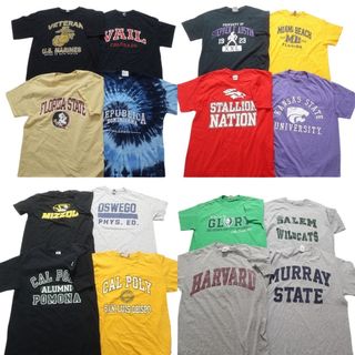 古着卸 まとめ売り カレッジ 半袖Tシャツ 16枚セット (メンズ M ) ハーバード 3段プリント アーチロゴ マイアミ カンサス 中古 古着 NB3918(その他)