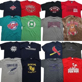 古着卸 まとめ売り カレッジ風 半袖Tシャツ 16枚セット (メンズ L ) タイダイ柄 チームロゴ 英文字プリント 中古 古着 NB3932(その他)