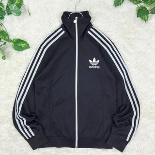 アディダス(adidas)の美品　adidas　ヨーロッパトラックトップ　刺繍ロゴ　ジャージ　M　ブラック(ジャージ)