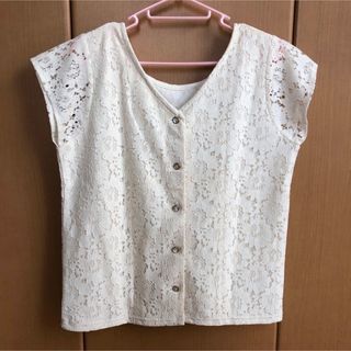 ロペピクニック(Rope' Picnic)のロペピクニック　2wayプルオーバー　フレンチスリーブ総レースブラウス(カットソー(半袖/袖なし))