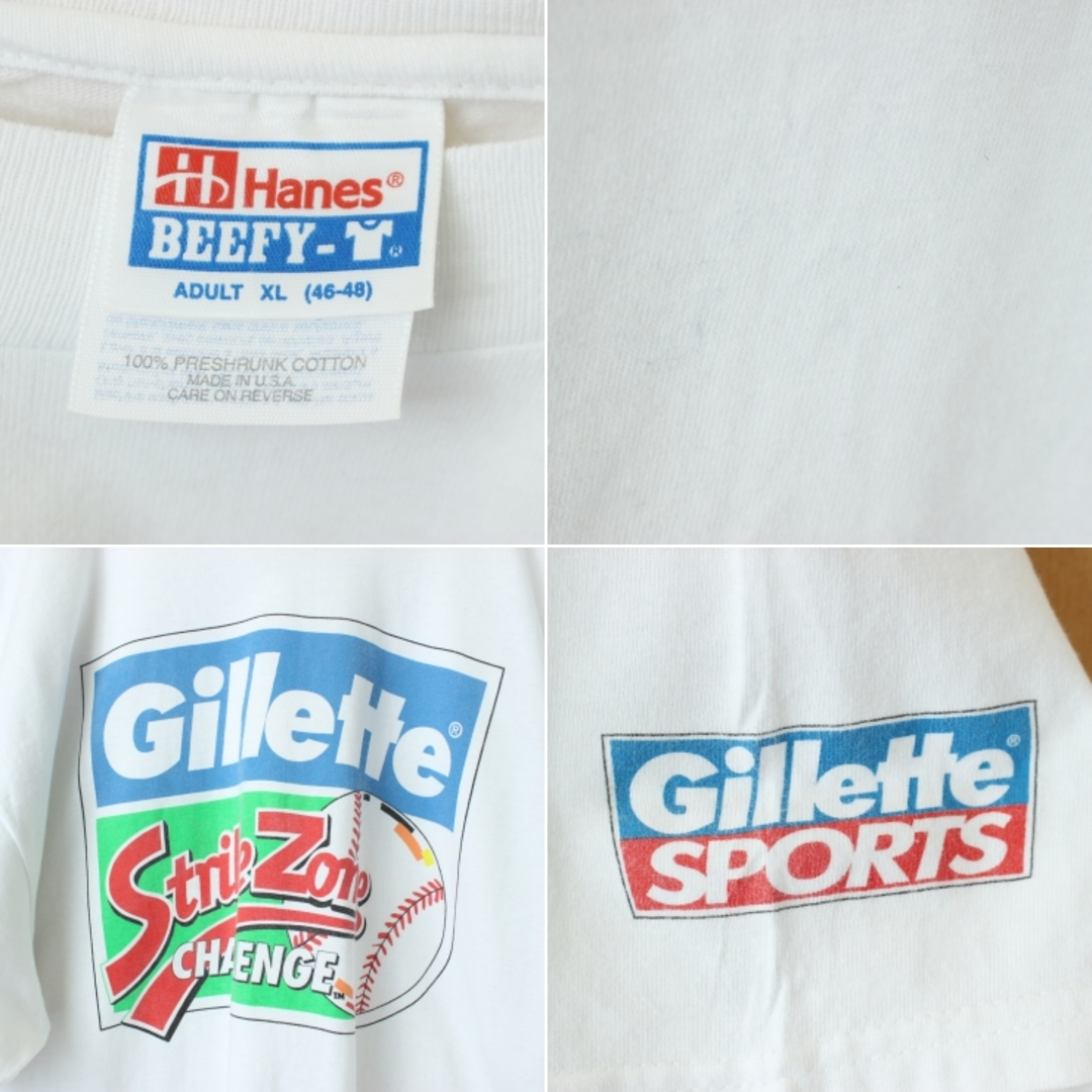 Hanes(ヘインズ)のUSA製 Hanes Gilletteプリント半袖Tシャツ ホワイトXL ss6 メンズのトップス(Tシャツ/カットソー(半袖/袖なし))の商品写真