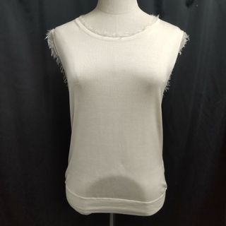 デザインワークス(DESIGNWORKS)の美品★DESIGNWORKS【デザインワークス】シルク100％ノースリーブトップス【38/レディースM程度/ベージュ】タンクトップ/Tops/shirts◆BJ078-e(タンクトップ)