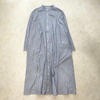 GRANDMA MAMA DAUGHTER - 22ss美品　グランマママドーター　シャツワンピース　バンドカラー　ストライプ