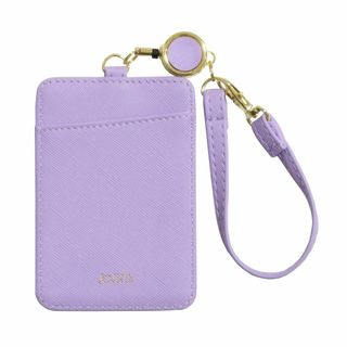 リール付き パスケース 上部取付タイプ (ラベンダー) ストラップ付 IDカード(その他)