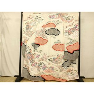 平和屋着物■豪華振袖　絞り　鹿の子　雲取り御所車文　正絹　逸品　AAAX3418fw(振袖)