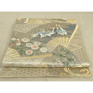 平和屋着物◎六通柄袋帯　唐織　琳派の絵扇　プラチナ箔　正絹　逸品　AAAX6310ou(帯)