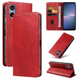 【色:レッド_サイズ:Xperia 5 V 用】QUEASON 互換品 スマホケ