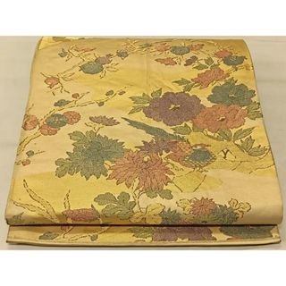 平和屋着物◎六通柄袋帯　流水花鳥文　金糸　正絹　逸品　CAAT9189qv(帯)