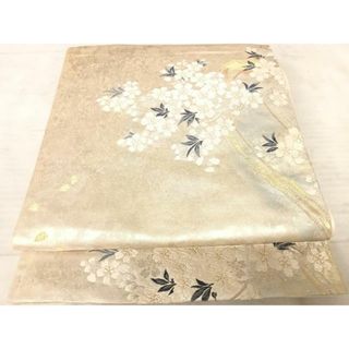 平和屋着物◎六通柄袋帯　唐織　水に桜　金銀糸　正絹　逸品　AAAX3122yx