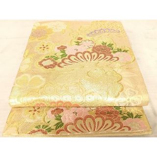 平和屋着物◎佐賀錦　六通柄袋帯　唐織　笠松花文　金銀糸　正絹　逸品　AAAX3130yx