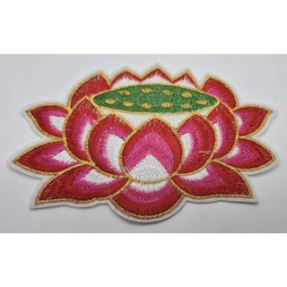 花　蓮　極楽浄土　パッチ　アイロン　のりつき　刺繍　ワッペン　アップリケ　アメリ
