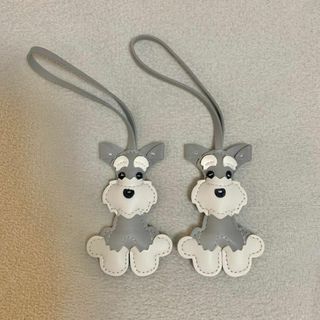【２個セット】シュナウザー バッグチャーム グレー わんちゃん 犬 アクセサリー(チャーム)
