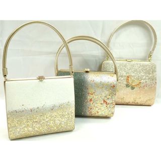 平和屋着物▼和装小物　和装バッグまとめて３点　ハンドバッグ　螺鈿　舞蝶萩文　箔散らし　金銀彩　逸品　CAAS9983ju(和装小物)