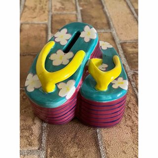 ハワイ 貯金箱　ビーチサンダル プルメリア ハワイアン雑貨