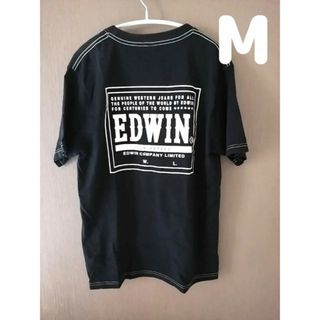 【M】EDWIN メンズ　Tシャツ 黒 トップス 綿　シャツ(Tシャツ/カットソー(半袖/袖なし))