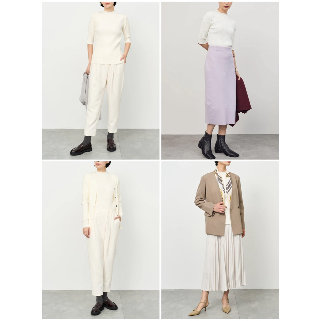 SOEJUソージュ【美品】ワイドリブ5分袖ニット オフホワイト レディースのトップス(ニット/セーター)の商品写真