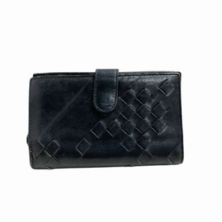 ボッテガヴェネタ(BOTTEGA VENETA)のボッテガヴェネタ 二つ折り財布 ウォレット イントレチャート レザー 皮革 黒(折り財布)