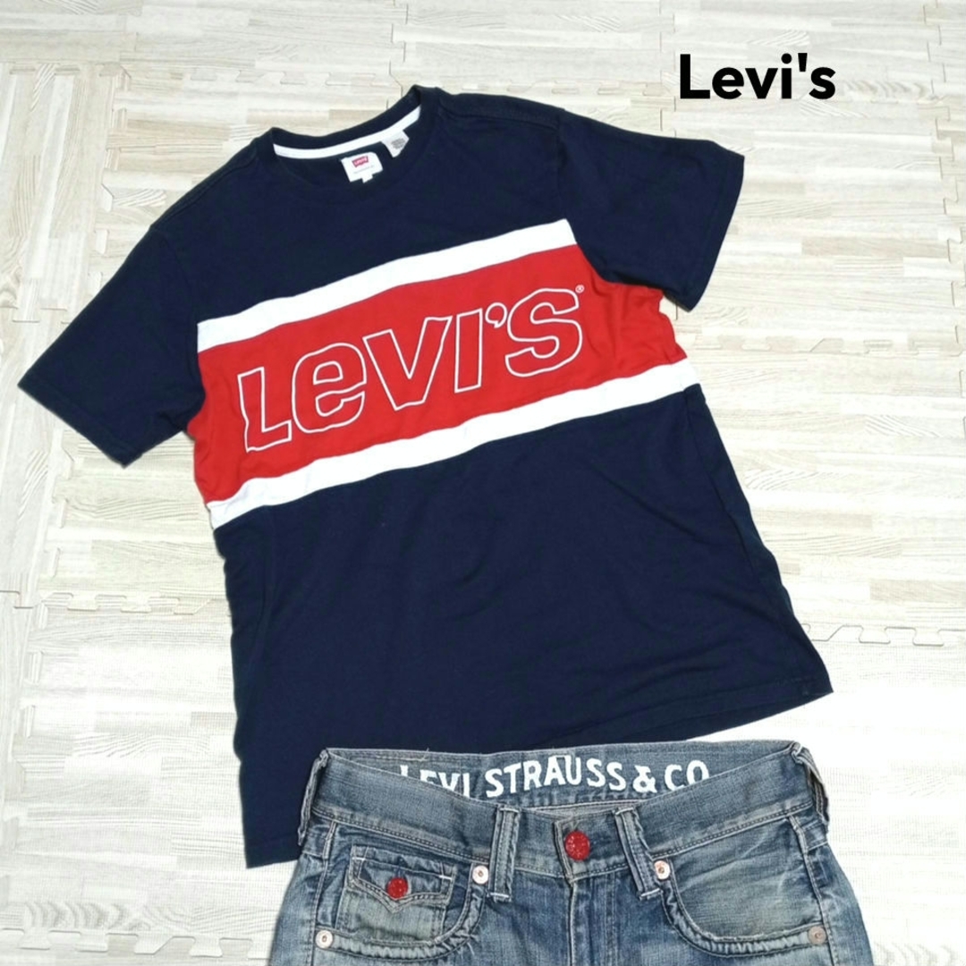 Levi's(リーバイス)の☆Levi's☆カラーブロック・ビッグロゴ・半袖Tシャツ(M)・着丈62cm メンズのトップス(Tシャツ/カットソー(半袖/袖なし))の商品写真