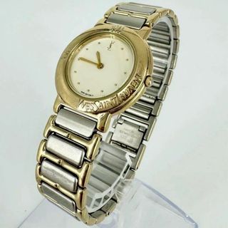 イヴサンローラン(Yves Saint Laurent)の【新品電池】イブサンローラン YSL ラウンド コンビ メンズ 腕時計(金属ベルト)