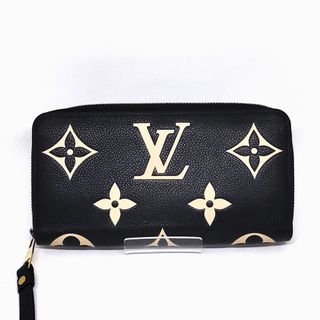 ルイヴィトン(LOUIS VUITTON)のLV ヴィトン モノグラム アンプラント ジッピーウォレット ブラック ベージュ(財布)