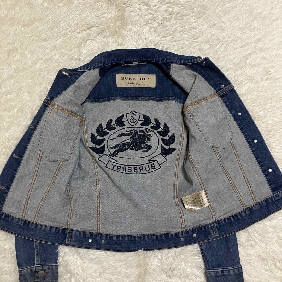 BURBERRY(バーバリー)の近年タグ　希少　バーバリー　ホースロゴ　刺繍　デニム　ジャケット レディースのジャケット/アウター(Gジャン/デニムジャケット)の商品写真