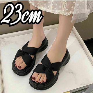 サンダル レディース 23cm 厚底 ブラック 疲れにくい 歩きやすい 人気(サンダル)