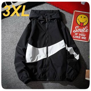 マウンテンパーカー　メンズ　3XL ブラック　ナイロンパーカー　韓国 (マウンテンパーカー)