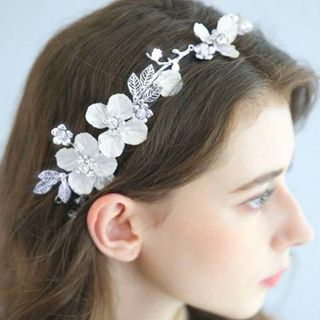 髪飾り　結婚式　ウェディング　ヘアアクセサリー　ヘッドドレス　カチューシャ　花冠(その他)
