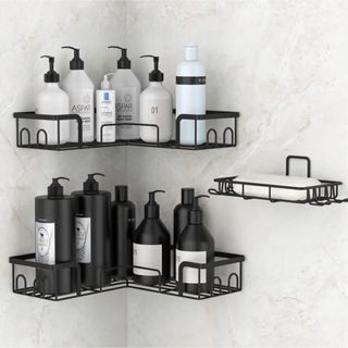 バスルーム 浴室用ラックコーナー 壁掛け棚 3段式 強力粘着固定 ステンレス