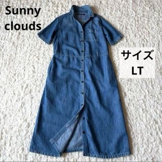 サニークラウズ(Sunny clouds（FELISSIMO）)のサニークラウズ 綿麻 5分袖 デニムシャツワンピース LT(ロングワンピース/マキシワンピース)