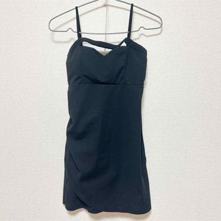 黒のスリップドレス タイトフィット(ひざ丈ワンピース)