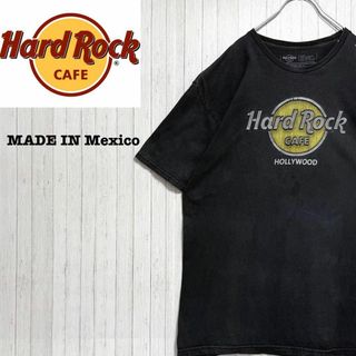 ハードロックカフェ　メキシコ製　Tシャツ　ビッグロゴ　フロッキープリント　L(Tシャツ/カットソー(半袖/袖なし))