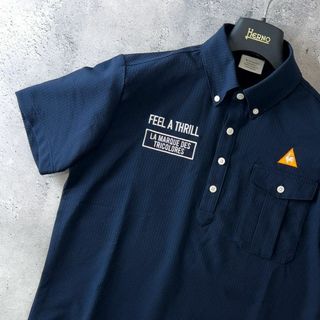 ルコックスポルティフゴルフ(le coq sportif golf)の美品 ルコック ゴルフ サッカー生地 半袖 ポロシャツ メンズ M 快適(ウエア)